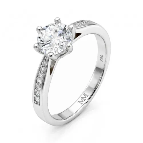 Sophia - Moissanite Engagement Ring with Pavé Side Stones