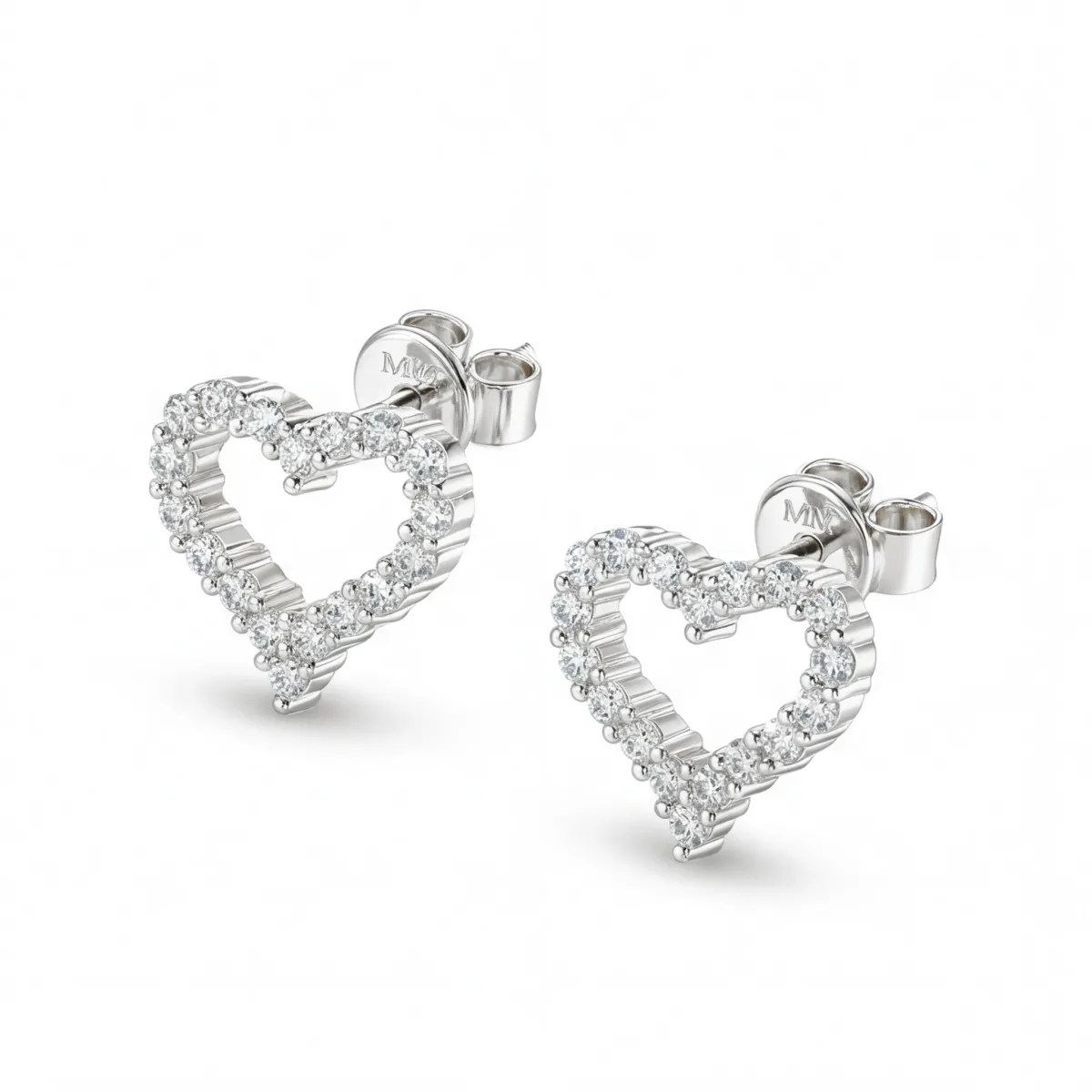 Corazon - Moissanite Stud Earrings in Heart Shaped Pavé Setting