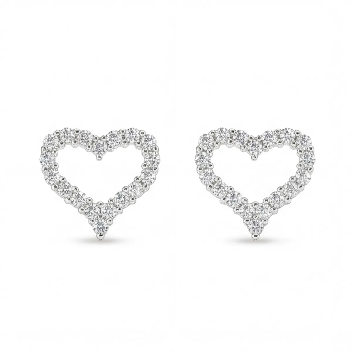 Corazon - Moissanite Stud Earrings in Heart Shaped Pavé Setting