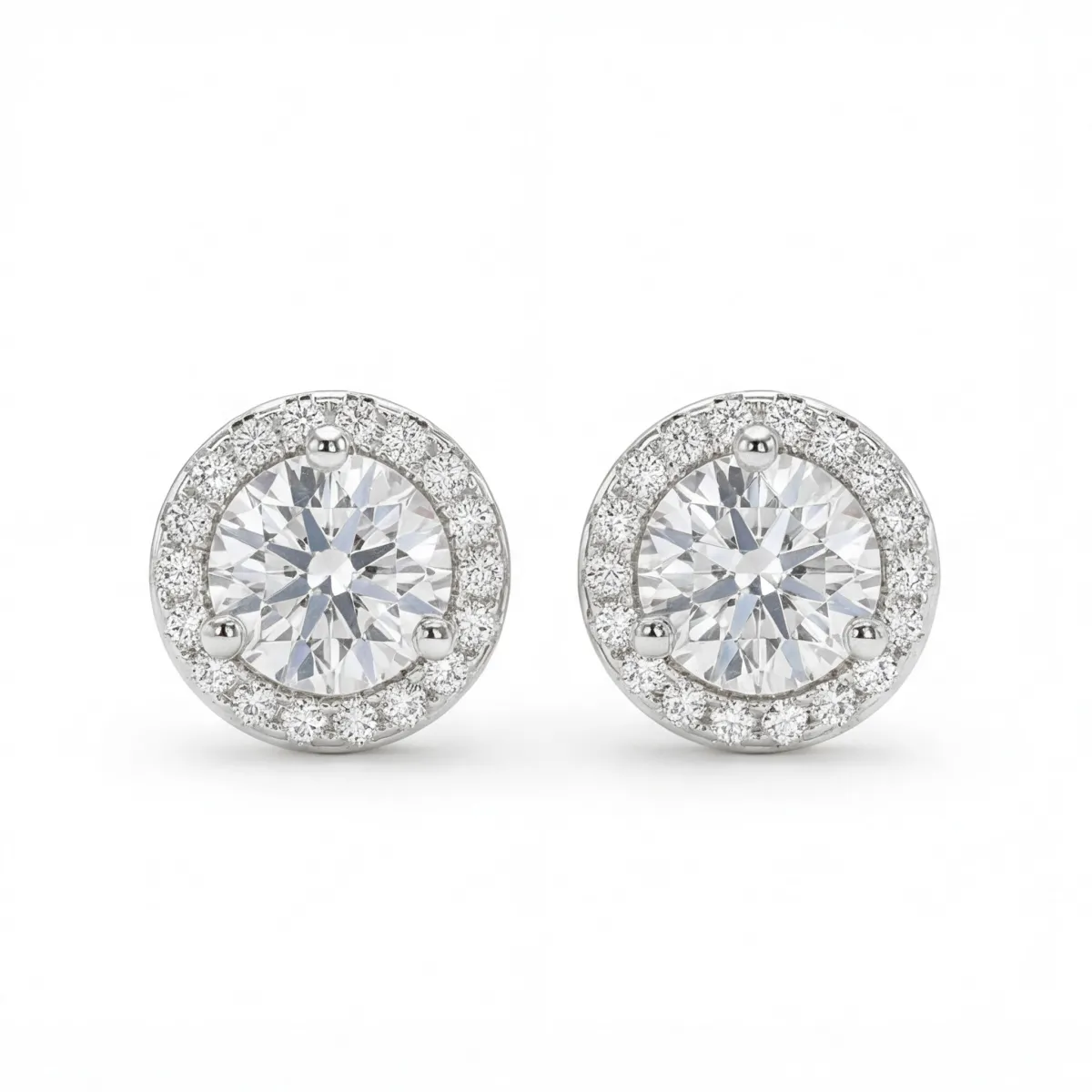 Orbis - Moissanite Stud Earrings in Halo Setting