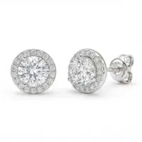 Orbis - Moissanite Stud Earrings in Halo Setting