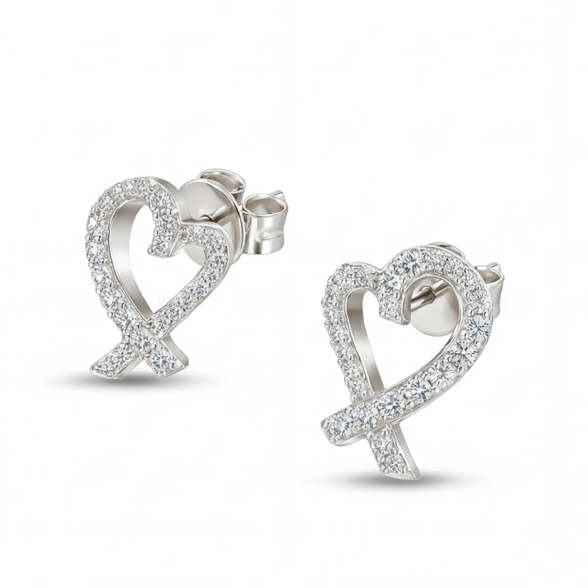 Heart Strings - Moissanite Stud Earrings in Pavé Setting