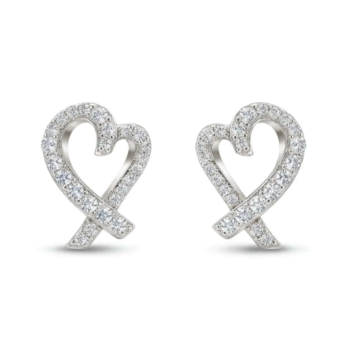 Heart Strings - Moissanite Stud Earrings in Pavé Setting
