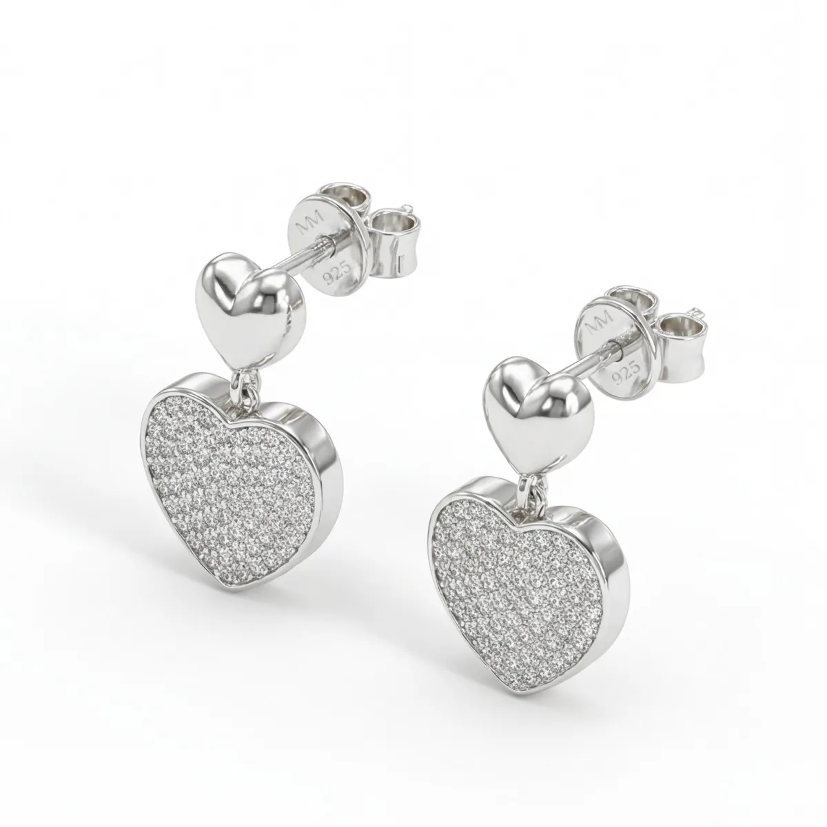 Hearts of Pavé - Moissanite Drop Earrings in Pavé Setting