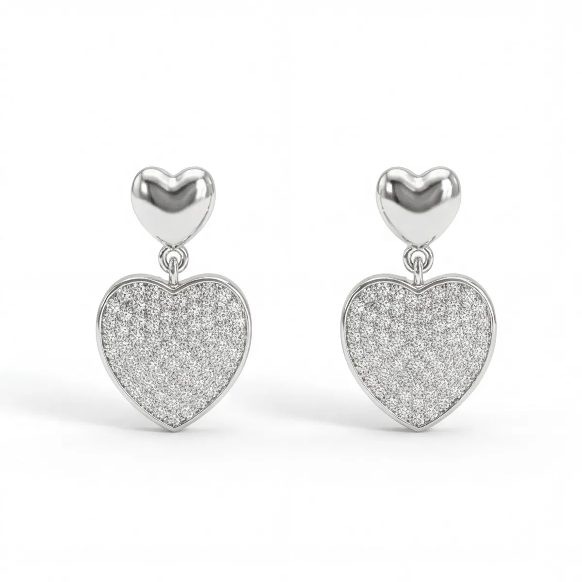 Hearts of Pavé - Moissanite Drop Earrings in Pavé Setting