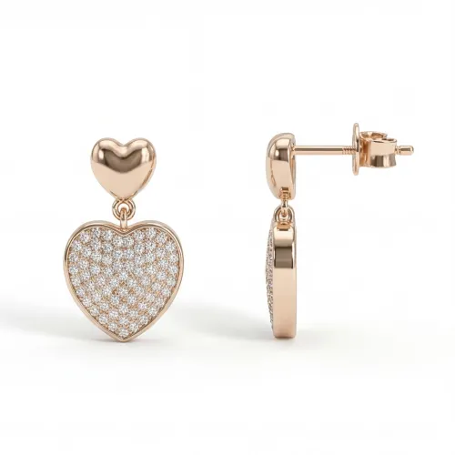 Hearts of Pavé - Moissanite Drop Earrings in Pavé Setting