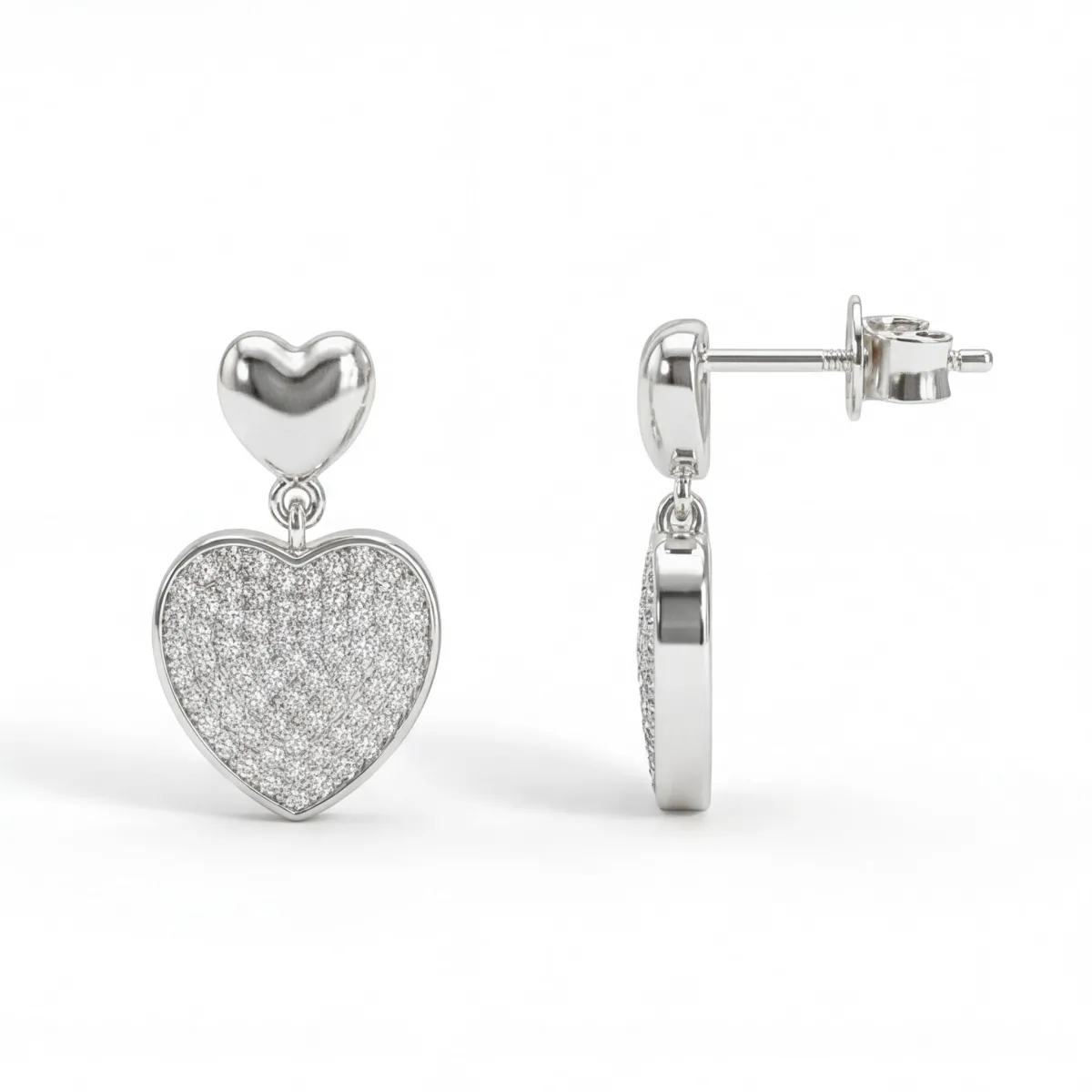 Hearts of Pavé - Moissanite Drop Earrings in Pavé Setting