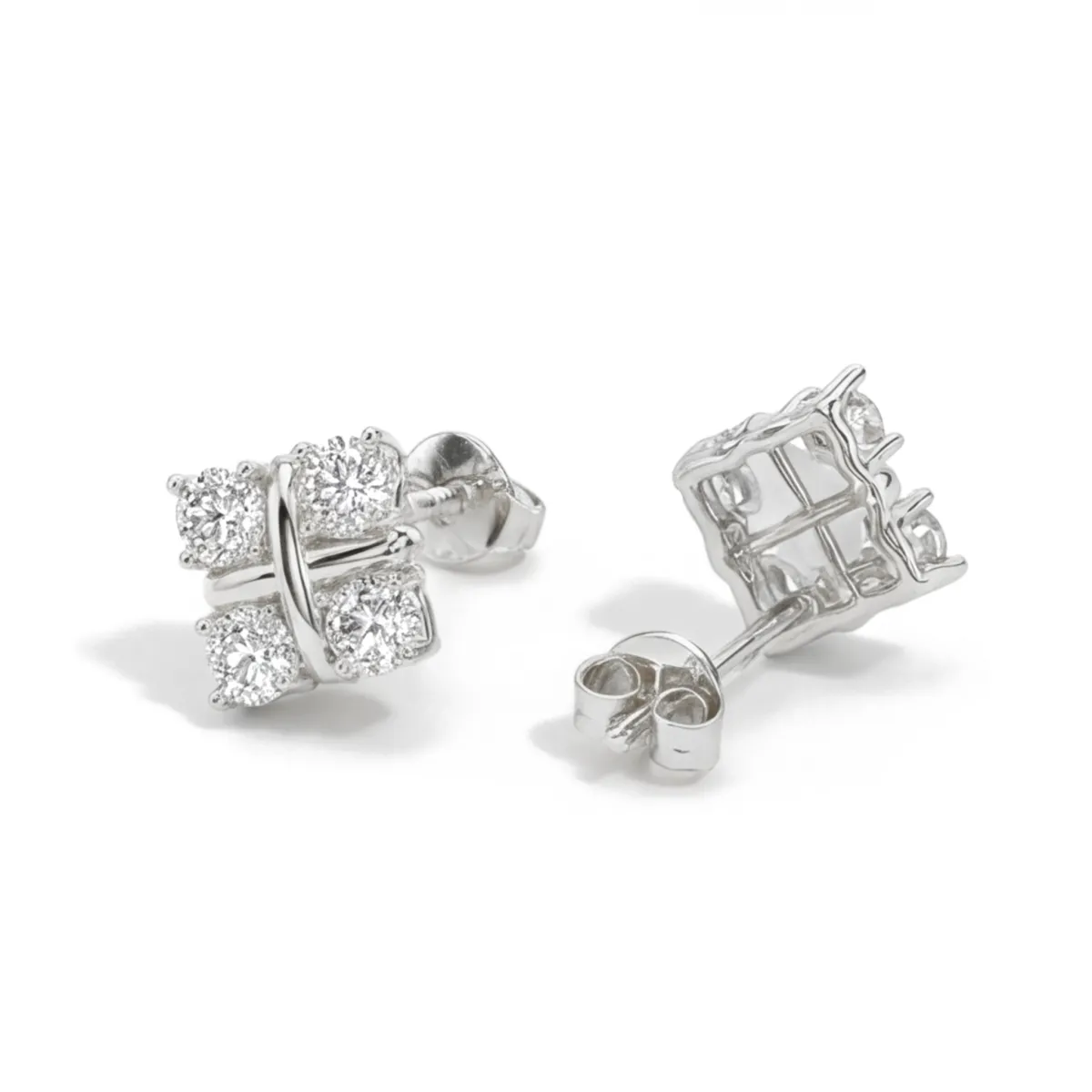Moissanite Quadrants - Moissanite Stud Earrings