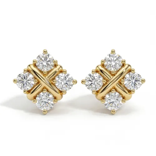 Moissanite Quadrants - Moissanite Stud Earrings