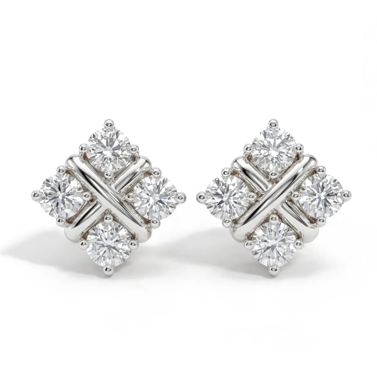 Moissanite Quadrants - Moissanite Stud Earrings