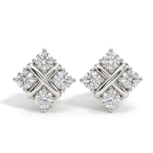 Moissanite Quadrants - Moissanite Stud Earrings