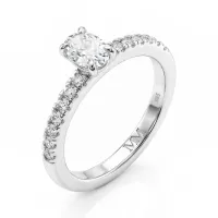 Nina - Oval Moissanite Ring with Pavé Side Stones