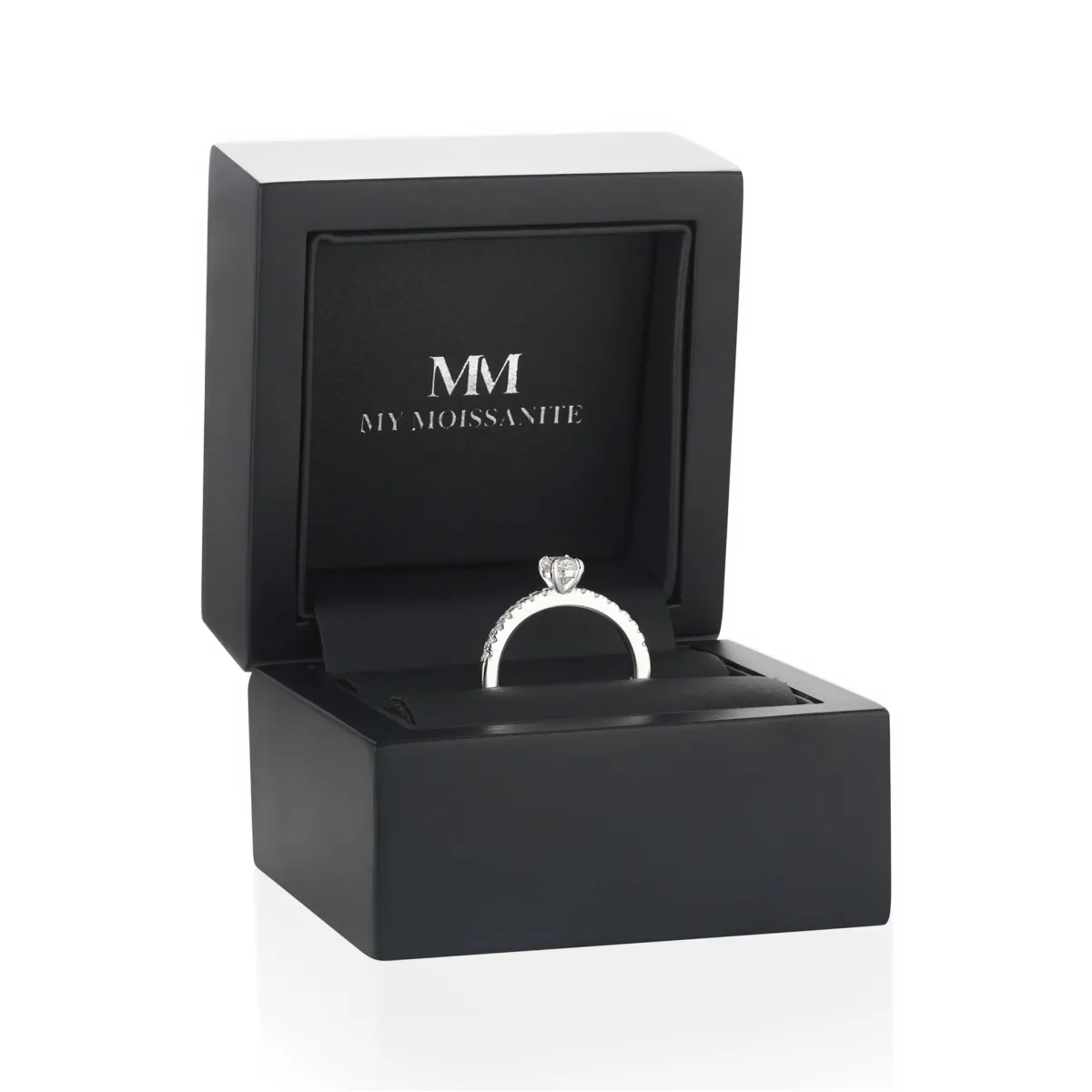 Nina Ring - Oval Moissanite Ring with Pavé Side Stones