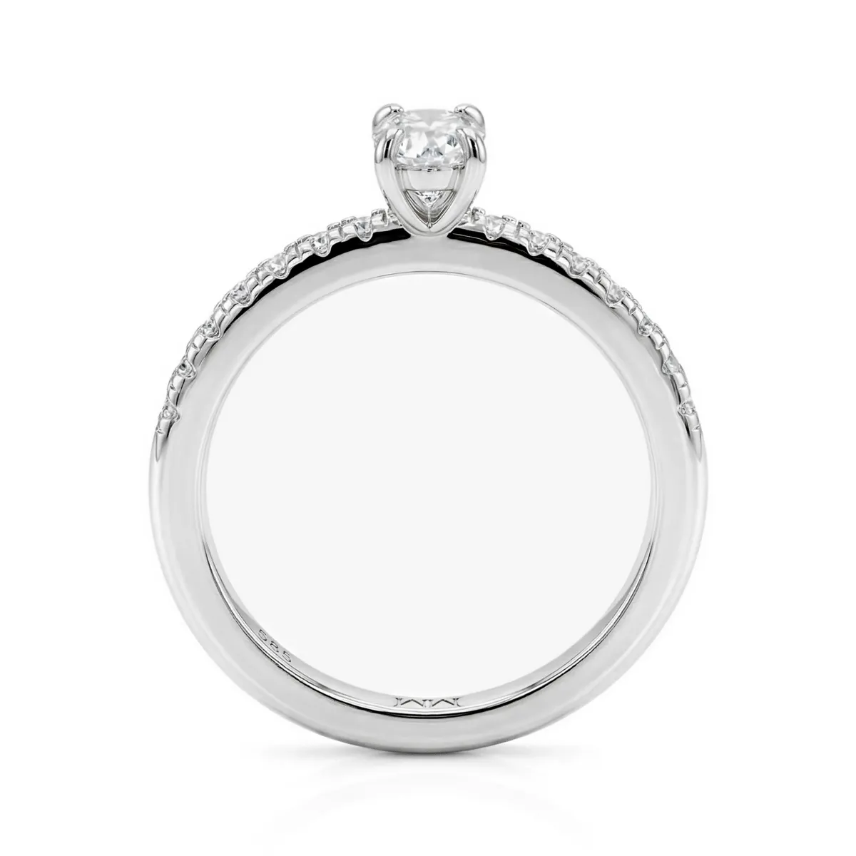Nina Ring - Oval Moissanite Ring with Pavé Side Stones