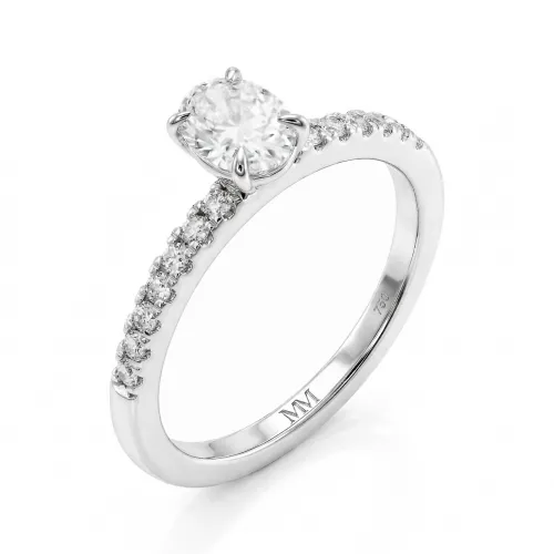 Nina - Oval Moissanite Ring with Pavé Side Stones