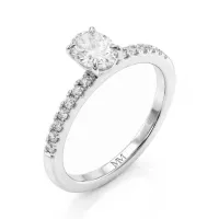 Nina - Oval Moissanite Ring with Pavé Side Stones