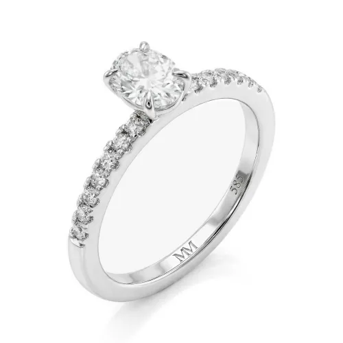 Nina - Oval Moissanite Ring with Pavé Side Stones