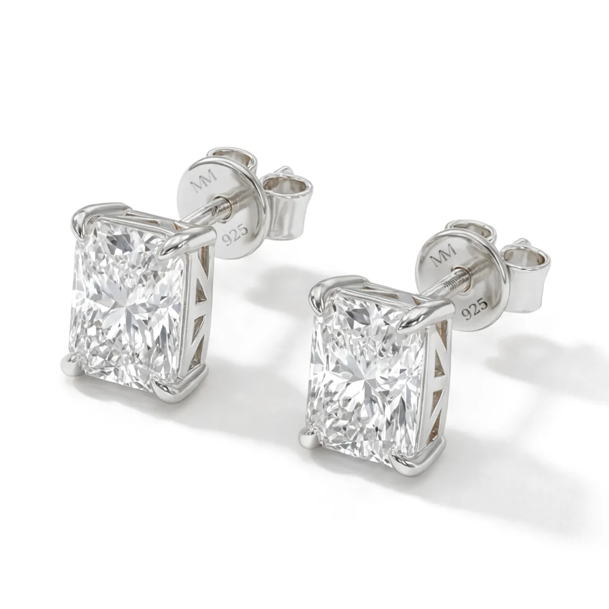 Lustrine - Radiant Moissanite Stud Earrings