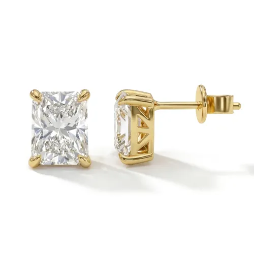 Lustrine - Radiant Moissanite Stud Earrings