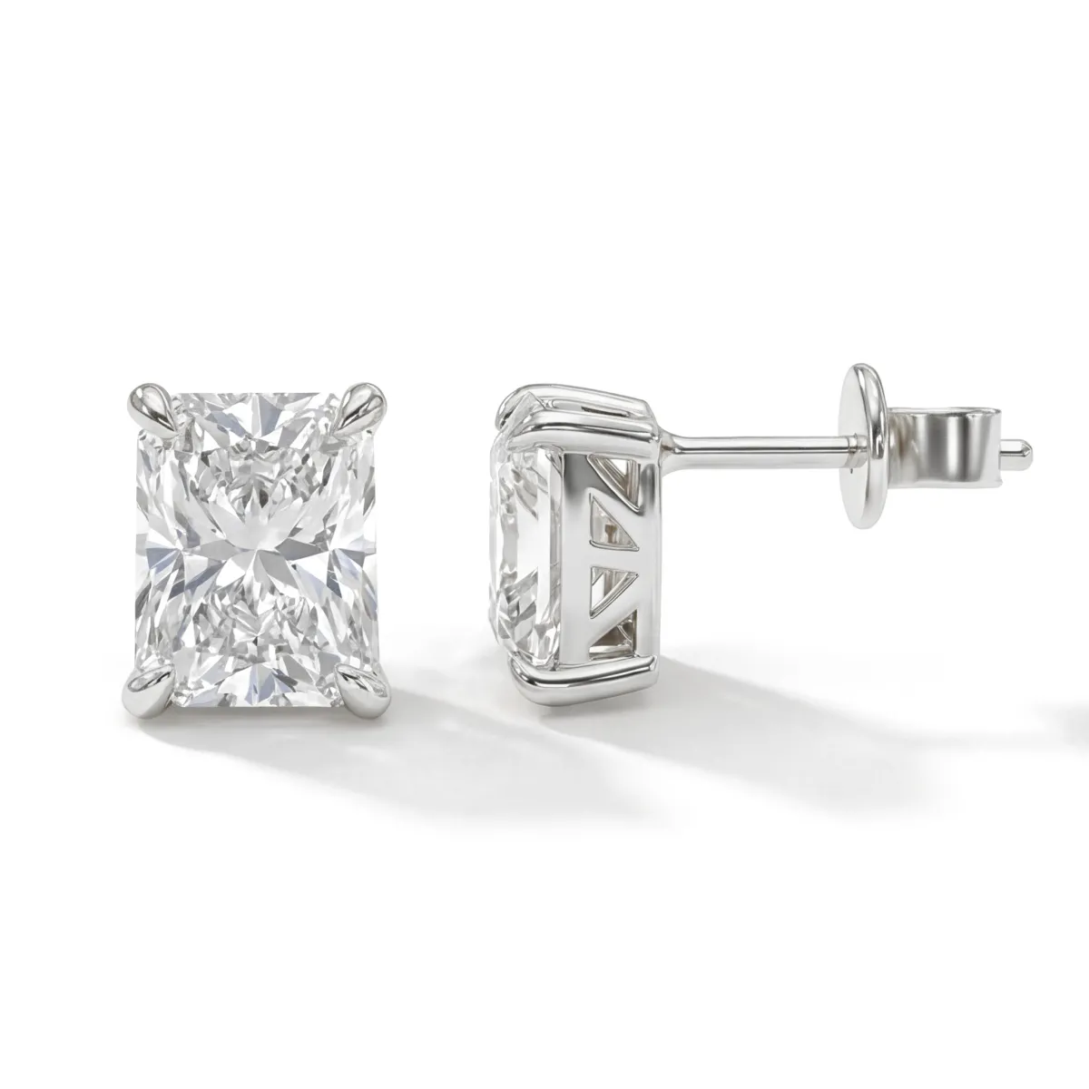 Lustrine - Radiant Moissanite Stud Earrings