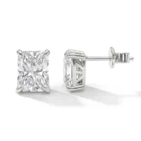 Lustrine - Radiant Moissanite Stud Earrings