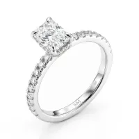 Astra - Radiant Moissanite Ring with Pavé Side Stones & Hidden Halo