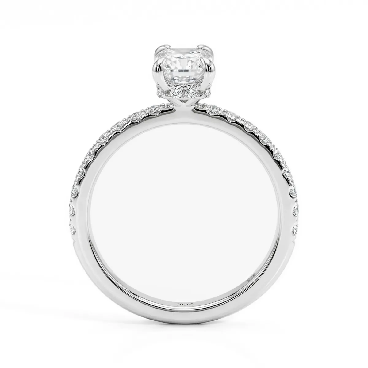 Astra - Moissanite Ring with Pavé Side Stones & Hidden Halo