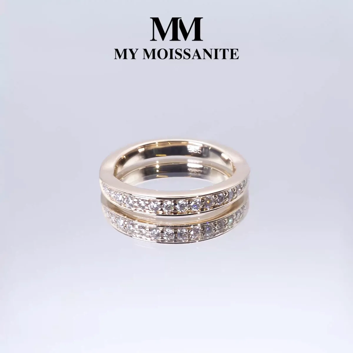 Aria - Curved Moissanite Wedding Band With Pavé Setting