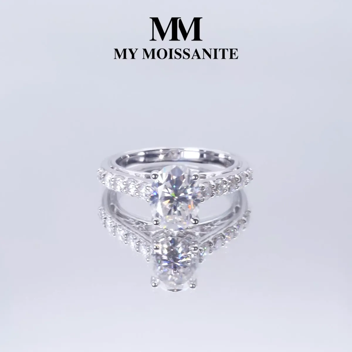 Fiorenza - Timeless Moissanite Ring with Pavé Band and Gallery Detail