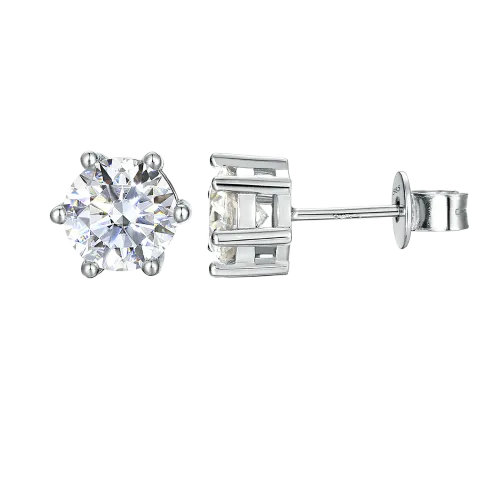 Sirius - Classic Six-Prong Moissanite Stud Earrings