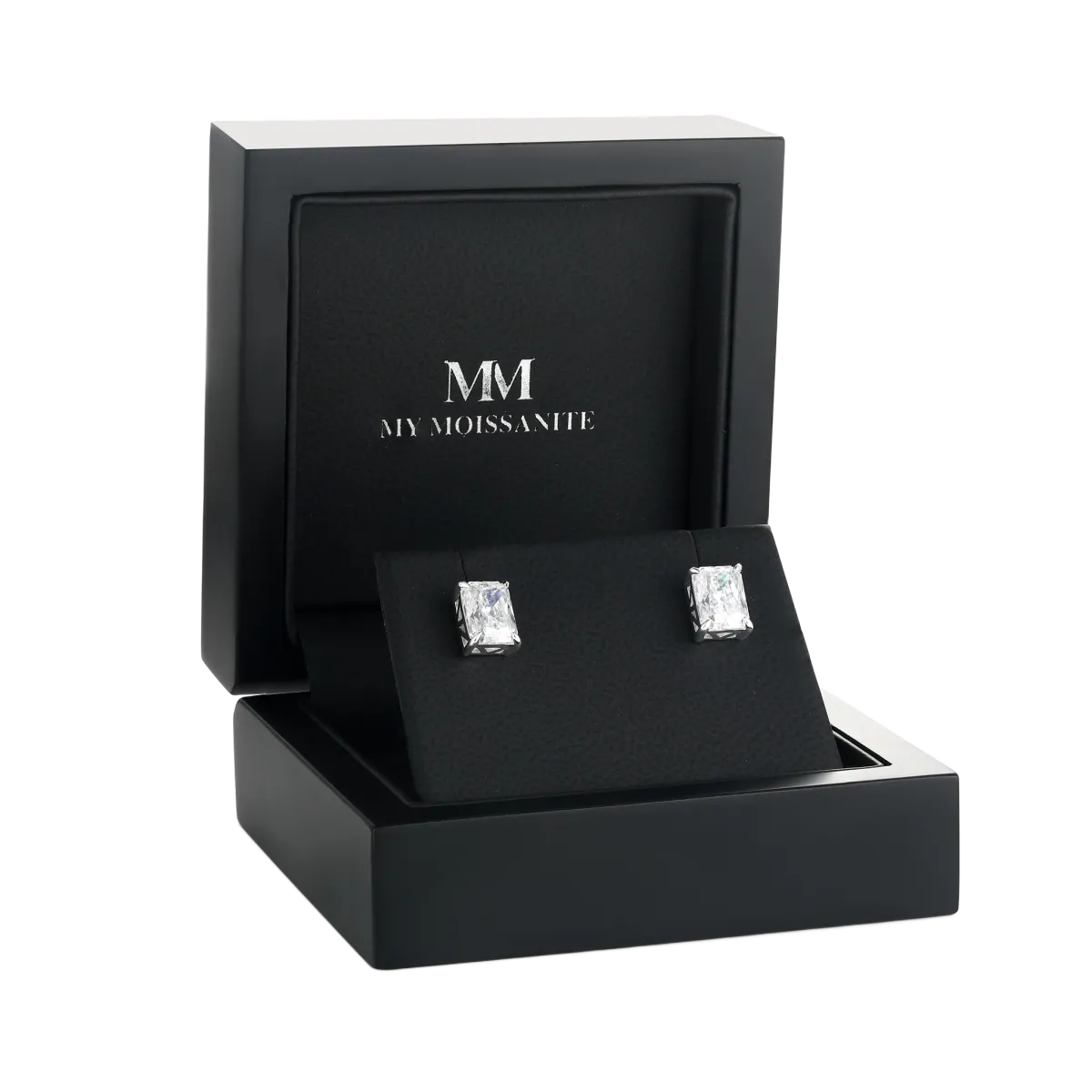 Lustrine - Radiant Moissanite Stud Earrings