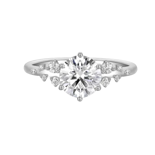 Aurora - Moissanite Ring with Minimalistic Side Stones