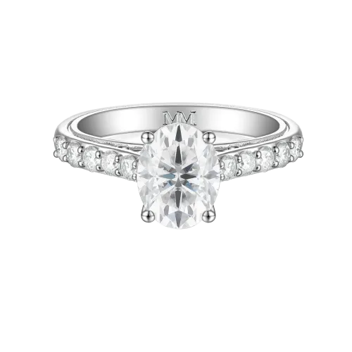 Fiorenza - Timeless Moissanite Ring with Pavé Band and Gallery Detail