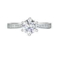 Sophia - Moissanite Engagement Ring with Pavé Side Stones
