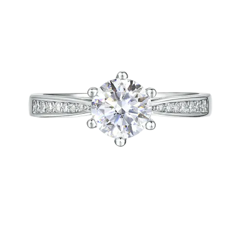 Sophia - Moissanite Engagement Ring with Pavé Side Stones