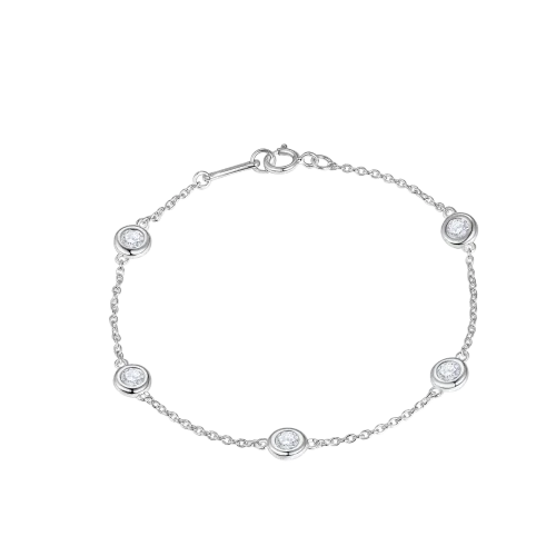 Circlis - Moissanite Bracelet with Bezel Set Stones and Delicate Link Chain