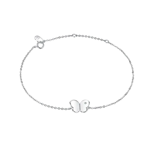 Papillon - Bransoletka z Moissanitem w Kształcie Motyla z Regulowanym Łańcuszkiem Ankier