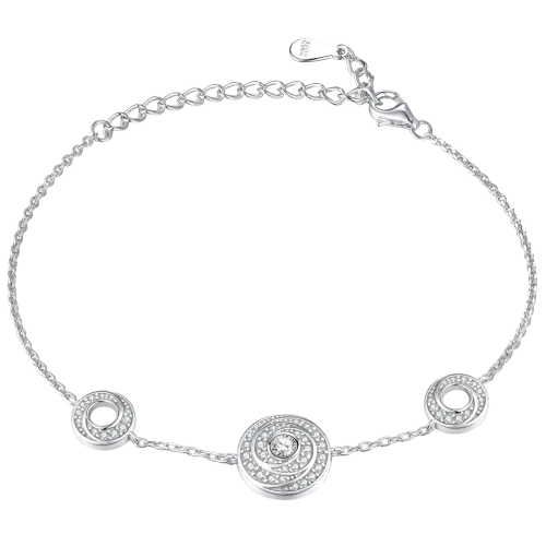 Cirquel - Bransoletka z Moissanitem z Podwójnym Halo i Łańcuszkiem Ankier