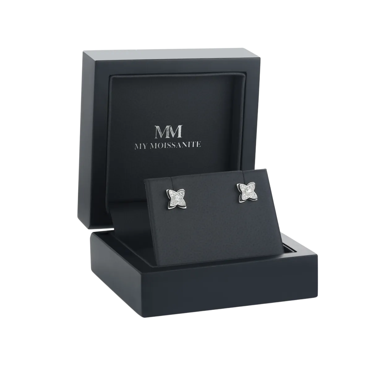 Sparkling Flowers - Moissanite Stud Earrings in Pavé Setting