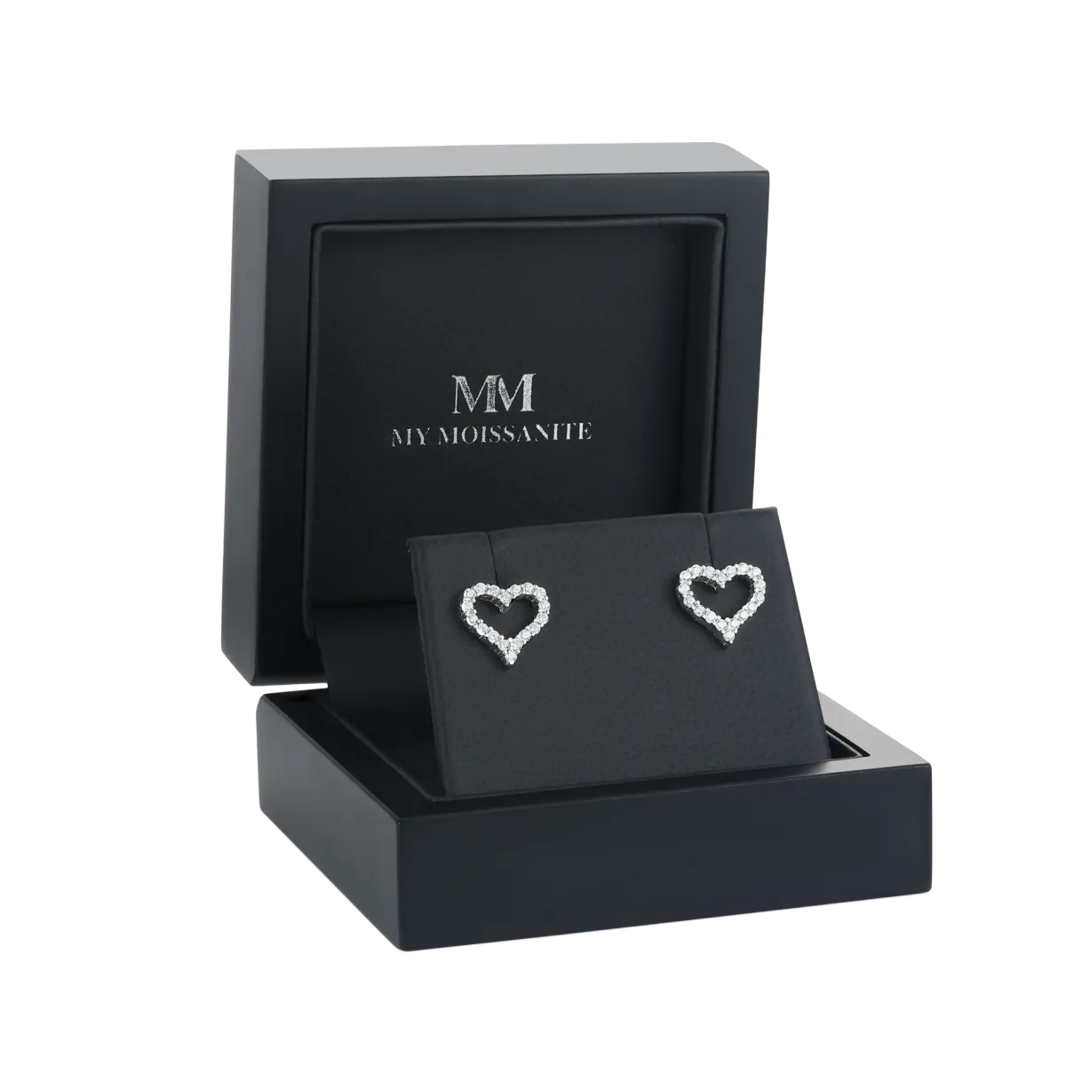 Corazon - Moissanite Stud Earrings in Heart Shaped Pavé Setting