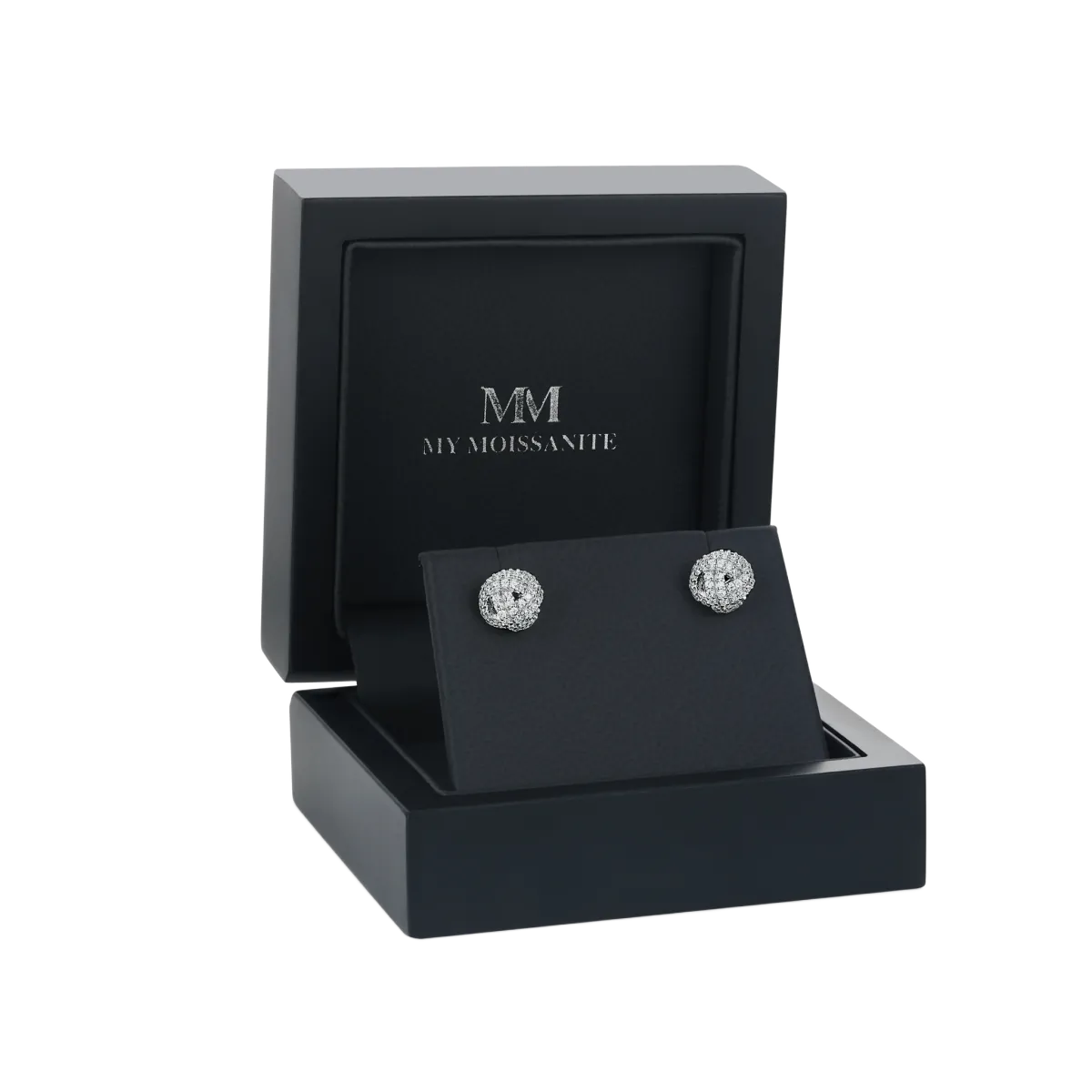 Cluster Spheres - Moissanite Stud Earrings in Pavé Setting