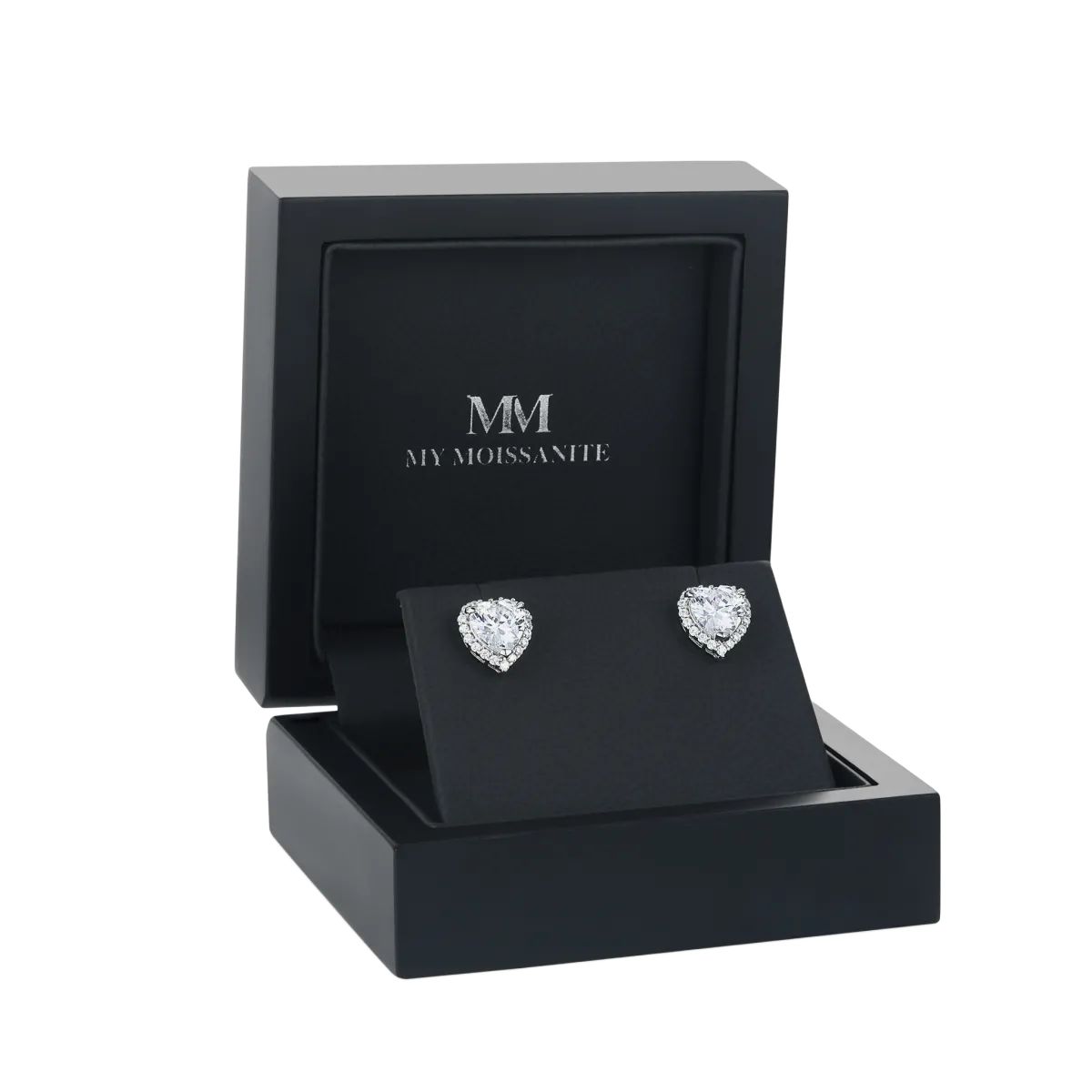 Belleza - Heart Moissanite Earrings in Halo Setting