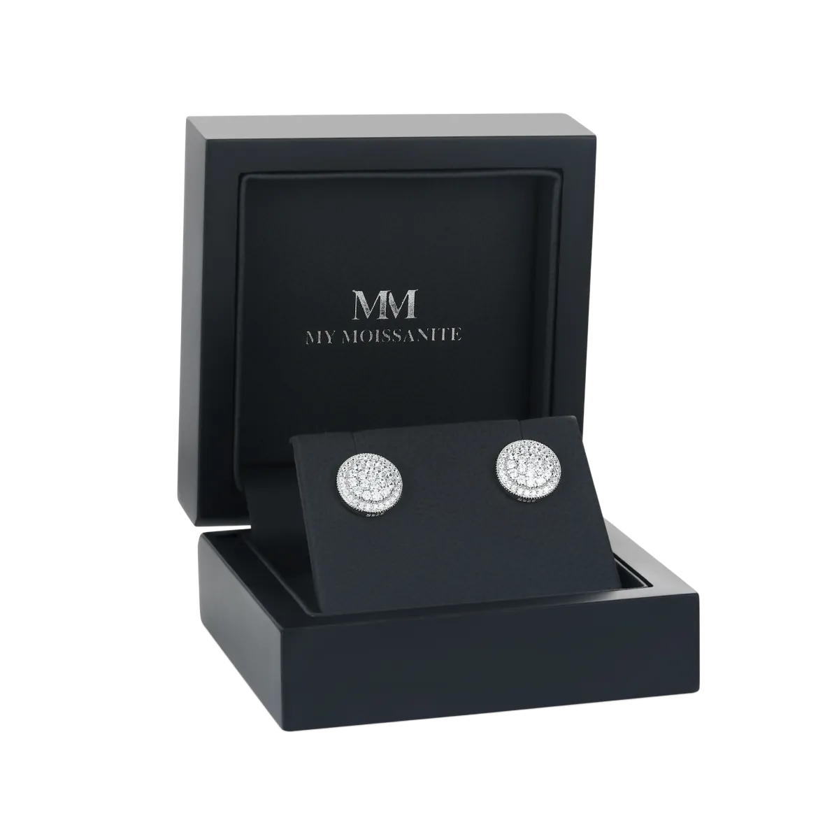 Round Clusters - Moissanite Stud Earrings in Pavé Setting