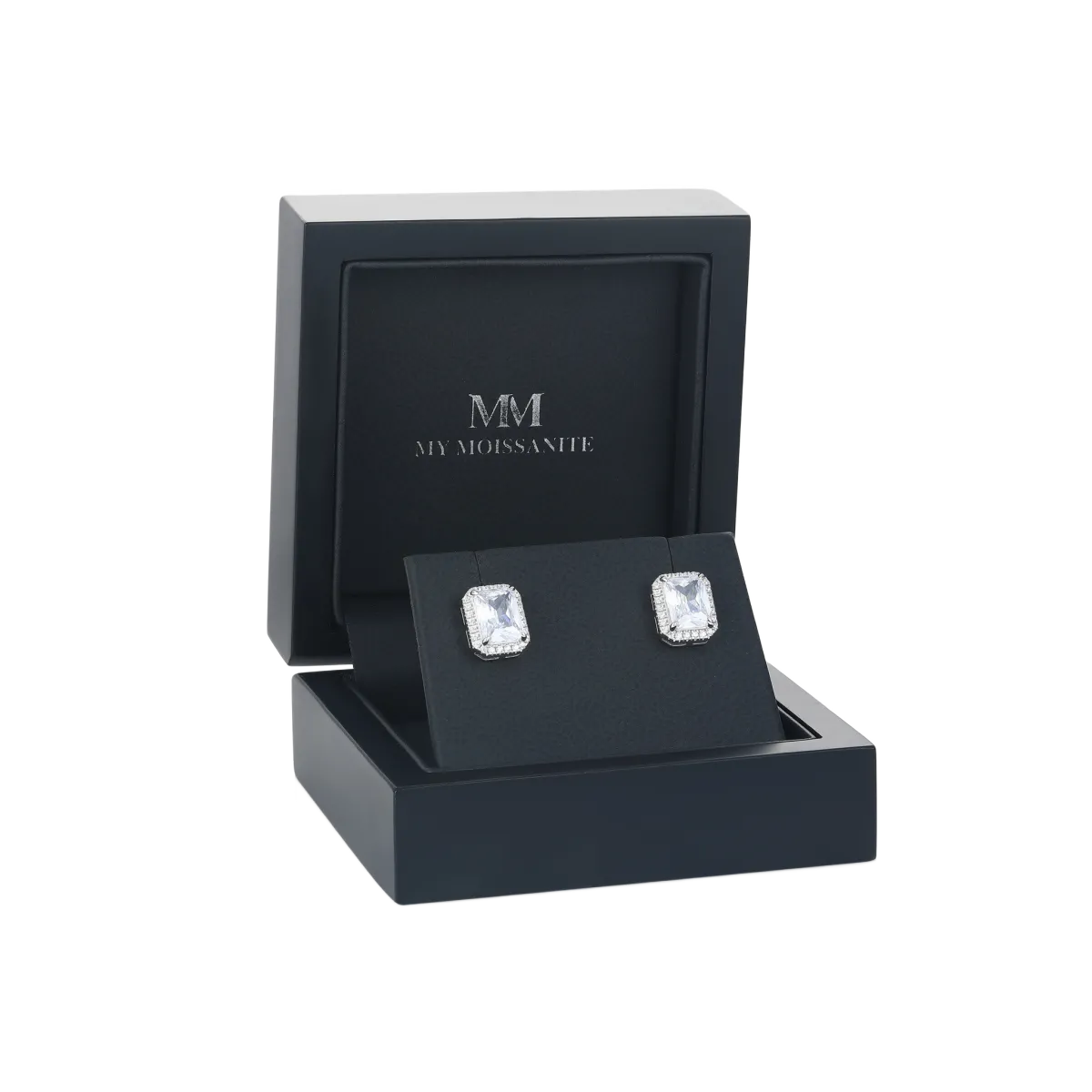 Aura - Halo Radiant Moissanite Stud Earrings