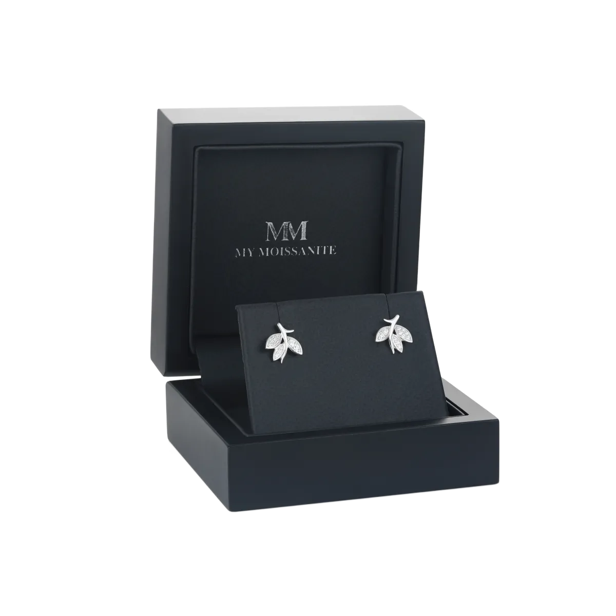 Pavé Leaves - Moissanite Stud Earrings