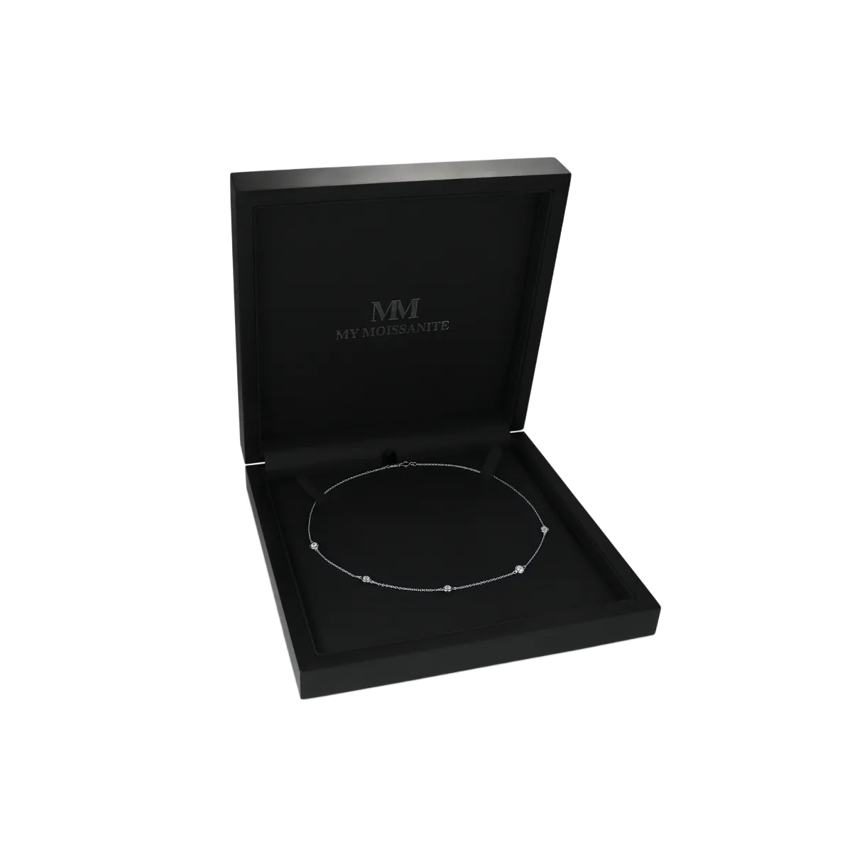 Circa - Bezel Set Moissanite Necklace with Adjustable Links