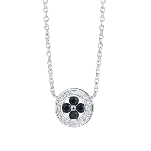 Nightfall - Black Moissanite Halo Pendant with Accented Border