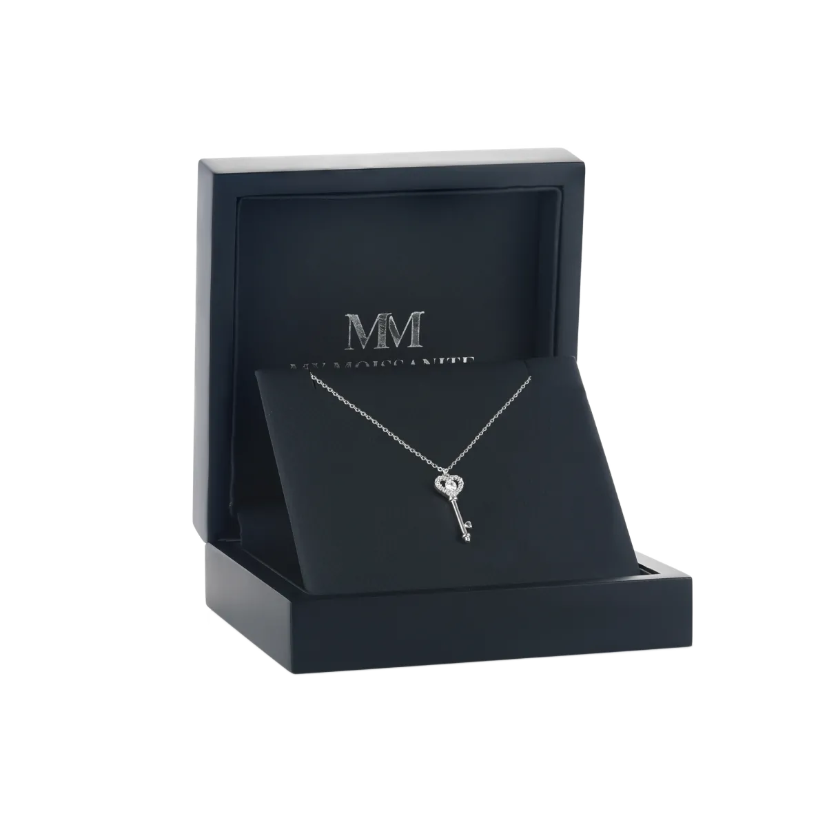 Amore - Heart Key Moissanite Pendant with Pave Setting