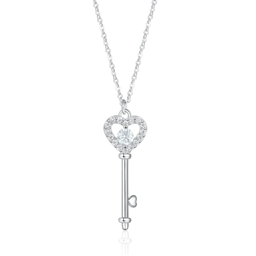 Amore - Heart Key Moissanite Pendant with Pave Setting