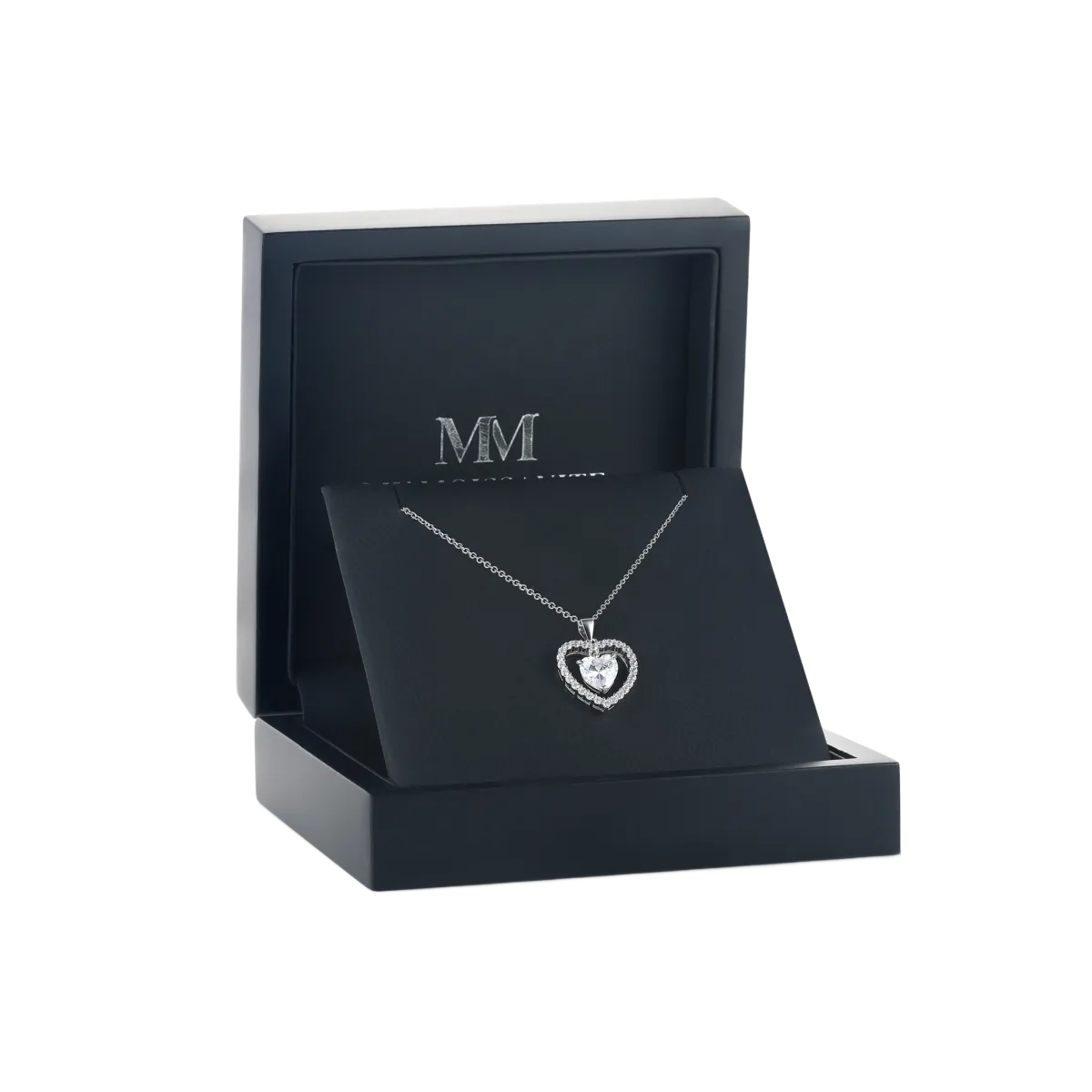 Valoria - Heart-Shaped Moissanite Pendant with Halo Detail